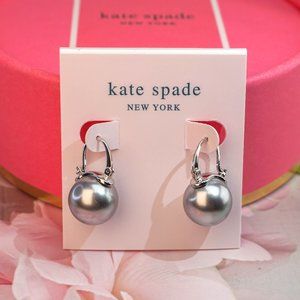 Kate Spade Signature Signed Pearl Drop Earrings in Silver